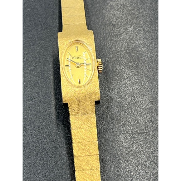 Ernest Borel Vintage Gold Textured Manual Wind Swiss Cocktail Watch 10 Microns‎ main image 14